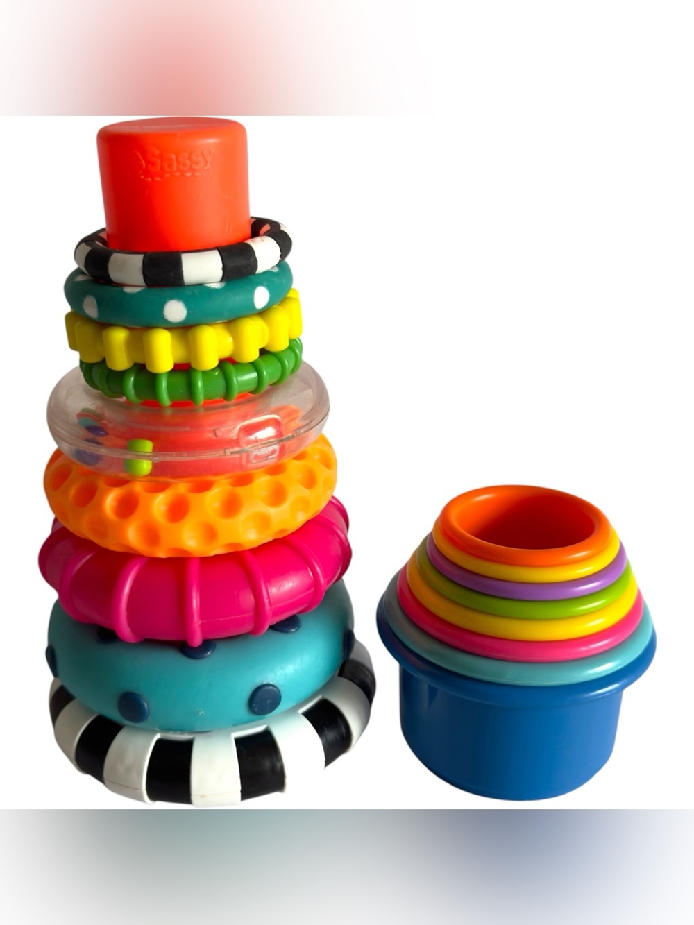 Baby Toy Bundle Sassy Stacks Stacking Rings & Rainbow Stacking & Counting Cups
